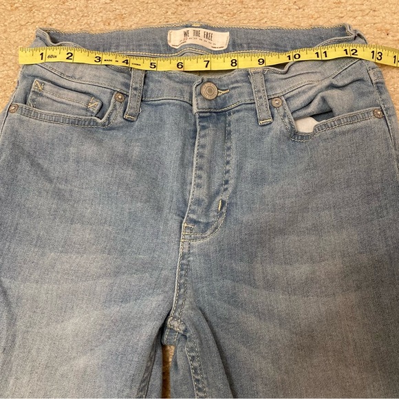 Free People We The Free Blue Ankle Cropped Fringe Jeans, Light Wash, Women’s 25 - Picture 7 of 10